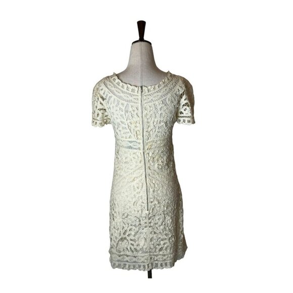 Sea New York Dress Women‎ Size 4 Ivory Short Sleeve Battenburgh Lace Shift Mini - Picture 3 of 10